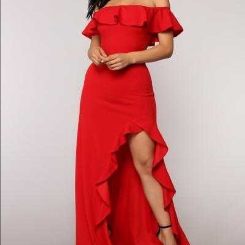Fashion Nova Chasin Love Red Ruffle Dress